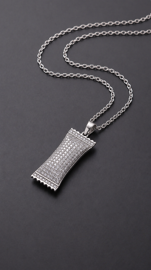 Pavé Petch Drop 02 Iced Out Pouch Pendant in 925 sterling silver